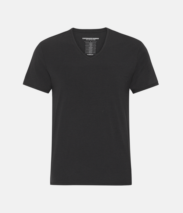 2 Stück Schwarze Slim Fit Bambus-T-Shirts mit V-Ausschnitt