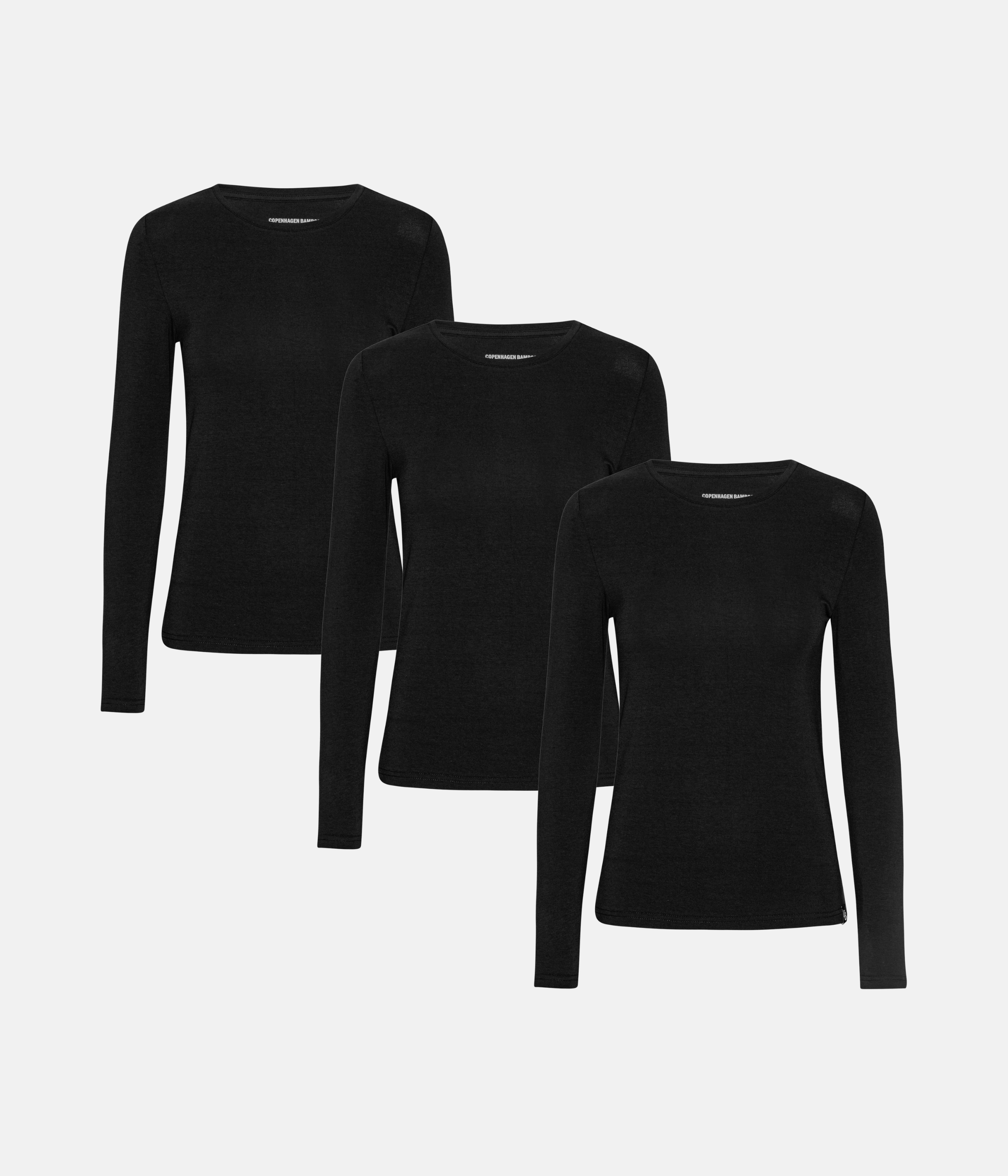 Langærmet T-shirt 3-Pak - Sort