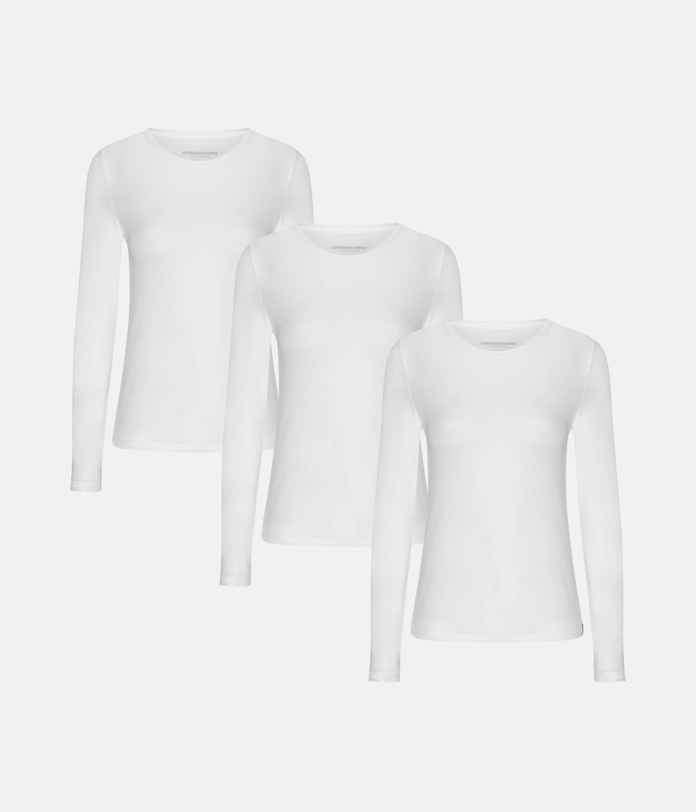 Langærmet T-shirt 3-Pak - Hvid