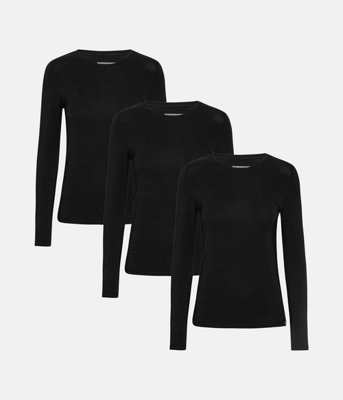 3 pak sort langærmet bambus T-shirt fra Copenhagen Bamboo