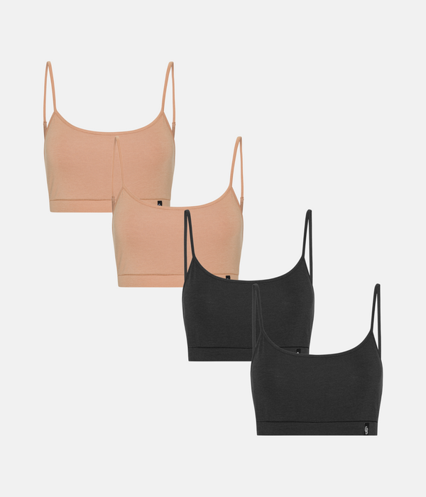 4 pak BH top med tynde stoppe sort/tan
