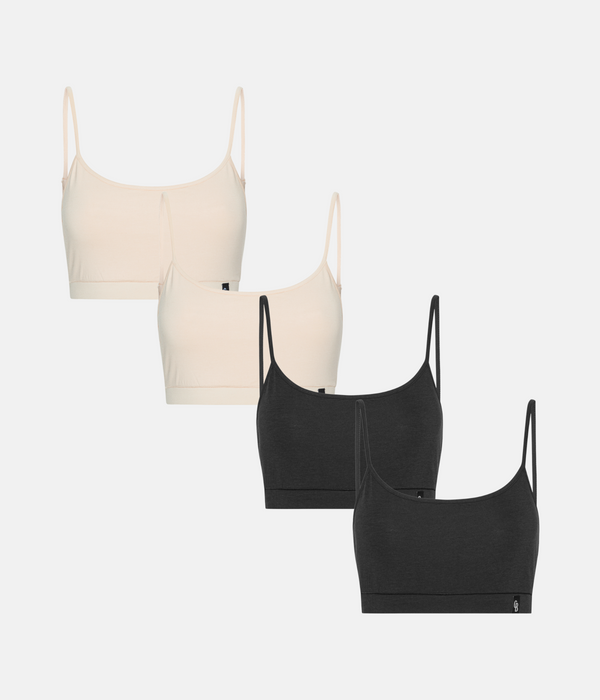 4 pak BH top med tynde stoppe sort/cream