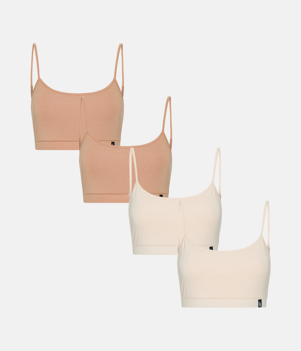 4 pak BH top med tynde stroppe tan/cream