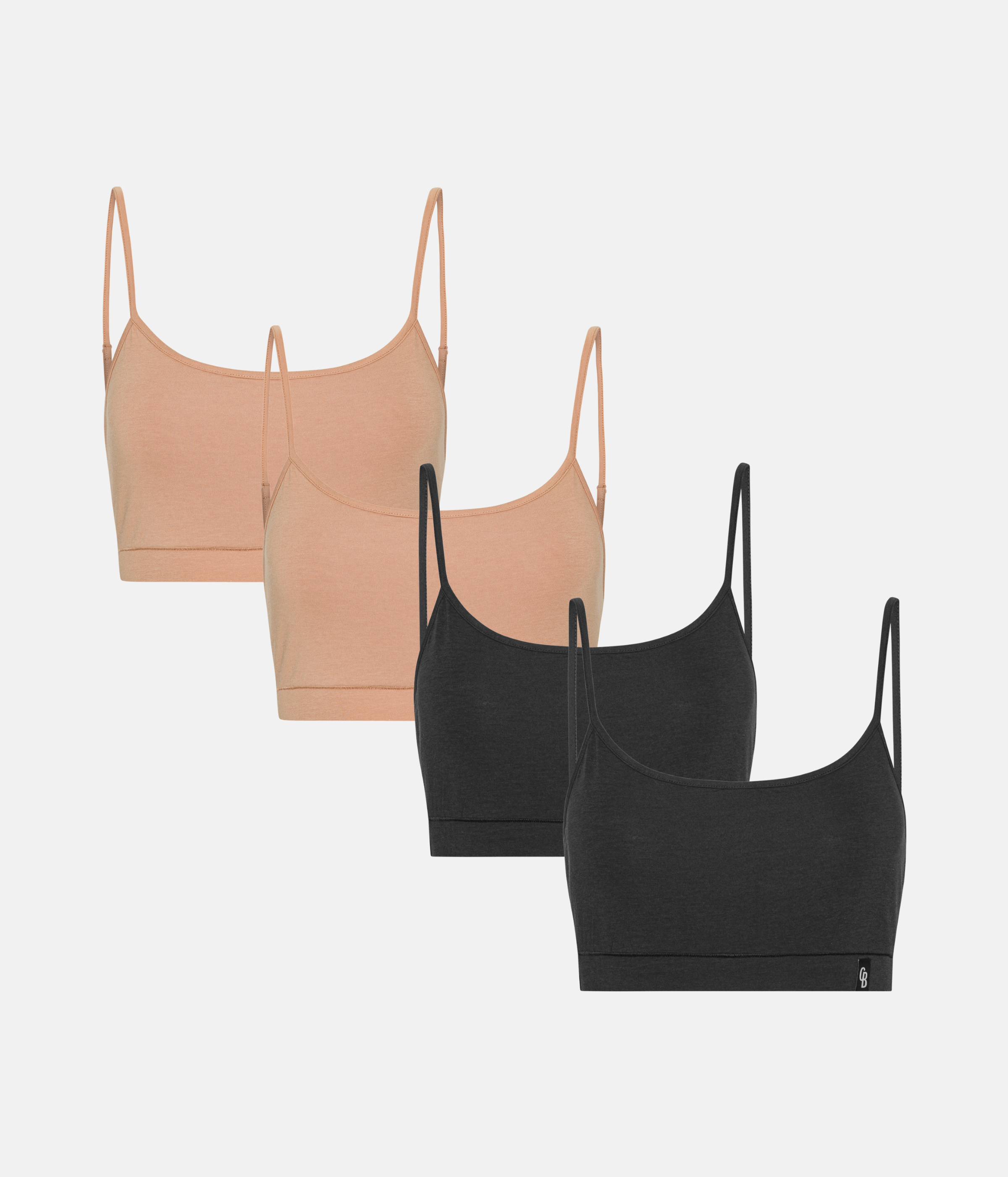 BH Top med Tynde Stoppe 4 Pak - Sort/Tan