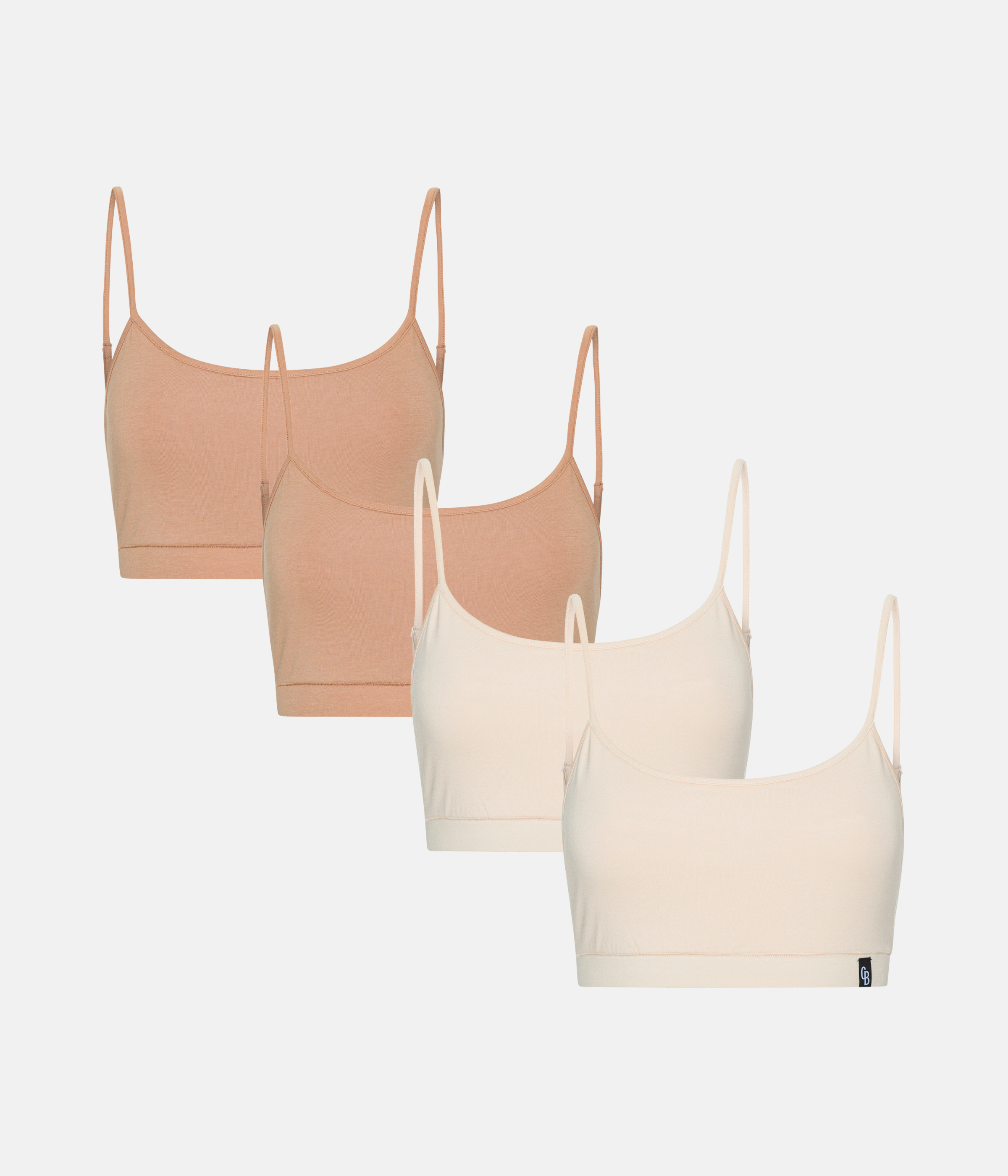 BH Top med Tynde Stroppe 4 Pak - Tan/Cream