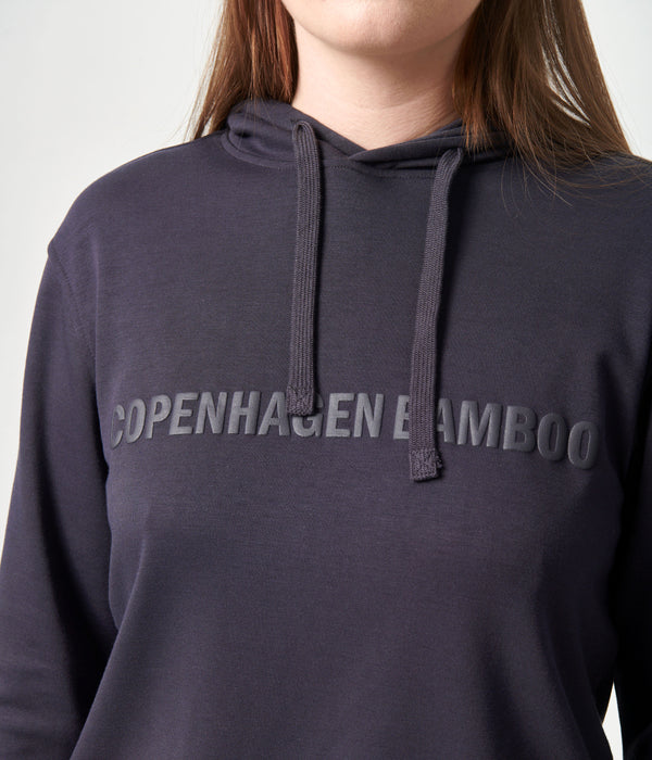 Dunkelgrauer Bambus-Kapuzen-Jogginganzug mit Logo