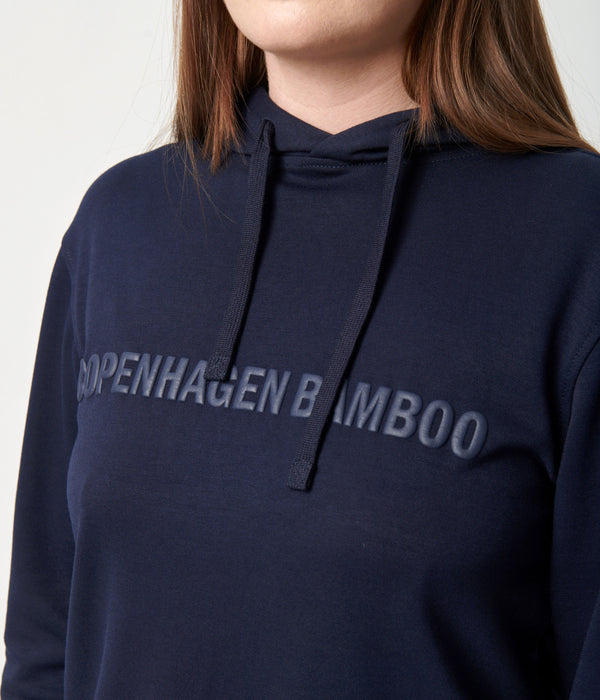 Marineblauer Bambus-Kapuzen-Jogginganzug mit Logo
