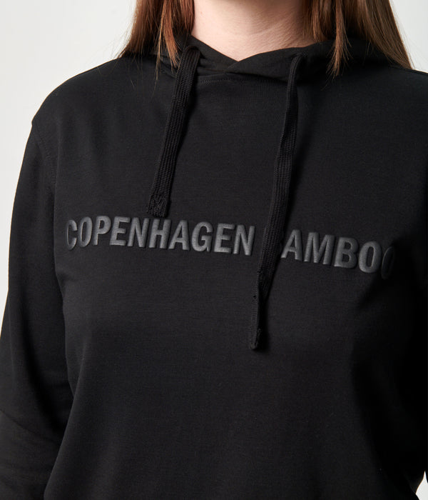 Schwarzer Bambus-Kapuzen-Jogginganzug mit Logo