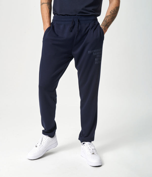 Marineblaue Bambus-Sweatpants mit Logo