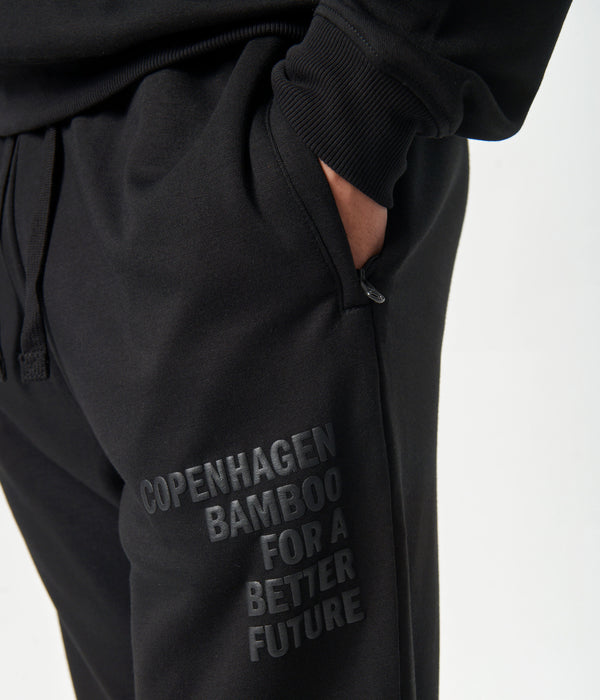 Schwarze Bambus-Sweatpants mit Logo
