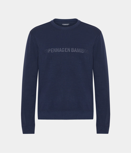 Blå bambus sweatshirt med logo fra Copenhagen Bamboo