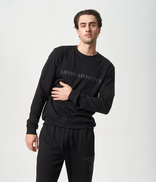 Schwarzes Sweatshirt aus Bambus mit Logo