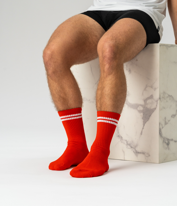 3 par røde bambus tennissokker Copenhagen Bamboo