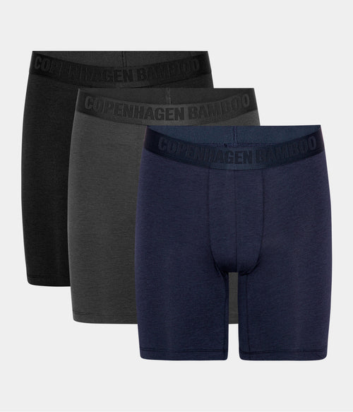 Bambus underbukser med lange ben - 3 pak sort - navy - grå S Copenhagen Bamboo