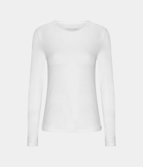 Hvid langærmet bambus T-shirt S Copenhagen Bamboo