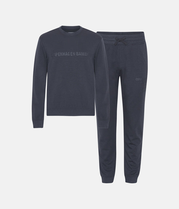 Dunkelgrauer Bambus-Jogginganzug mit Logo