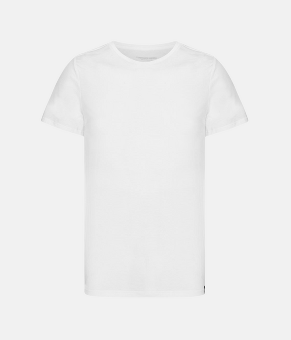 Weiße schmal geschnittene Bambus-T-Shirts mit Rundhalsausschnitt - 2er-Pack
