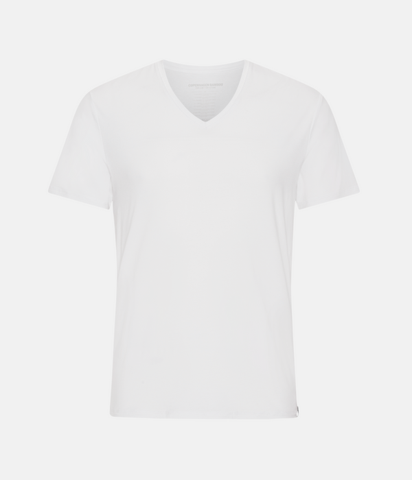 Weiße Slim Fit Bambus-T-Shirts mit V-Ausschnitt - 2er-Pack