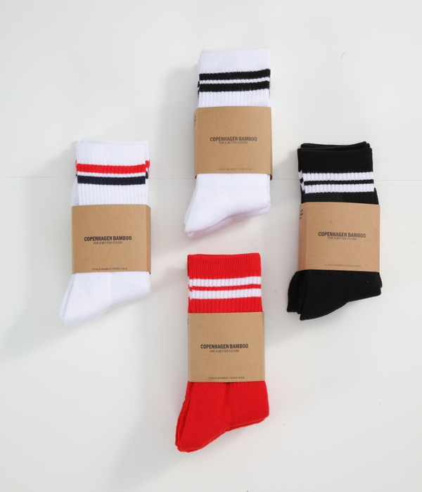3 Paar schwarze Tennissocken aus Bambus mit langer Rippe