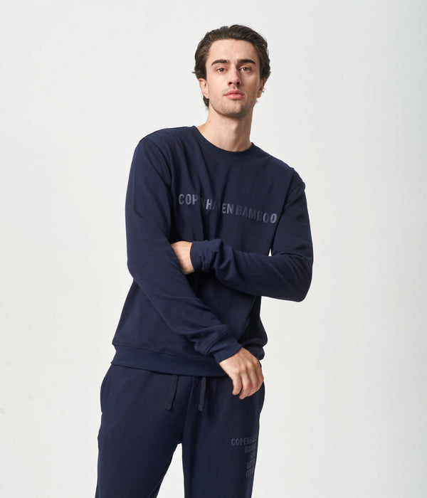 Marineblaues Bambus-Sweatshirt mit Logo