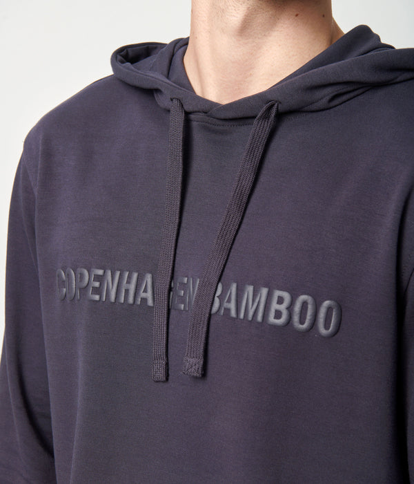 Dunkelgrauer Kapuzenpulli aus Bambus mit Logo