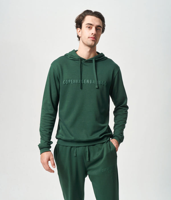 Grüner Bambus-Kapuzenpullover mit Logo
