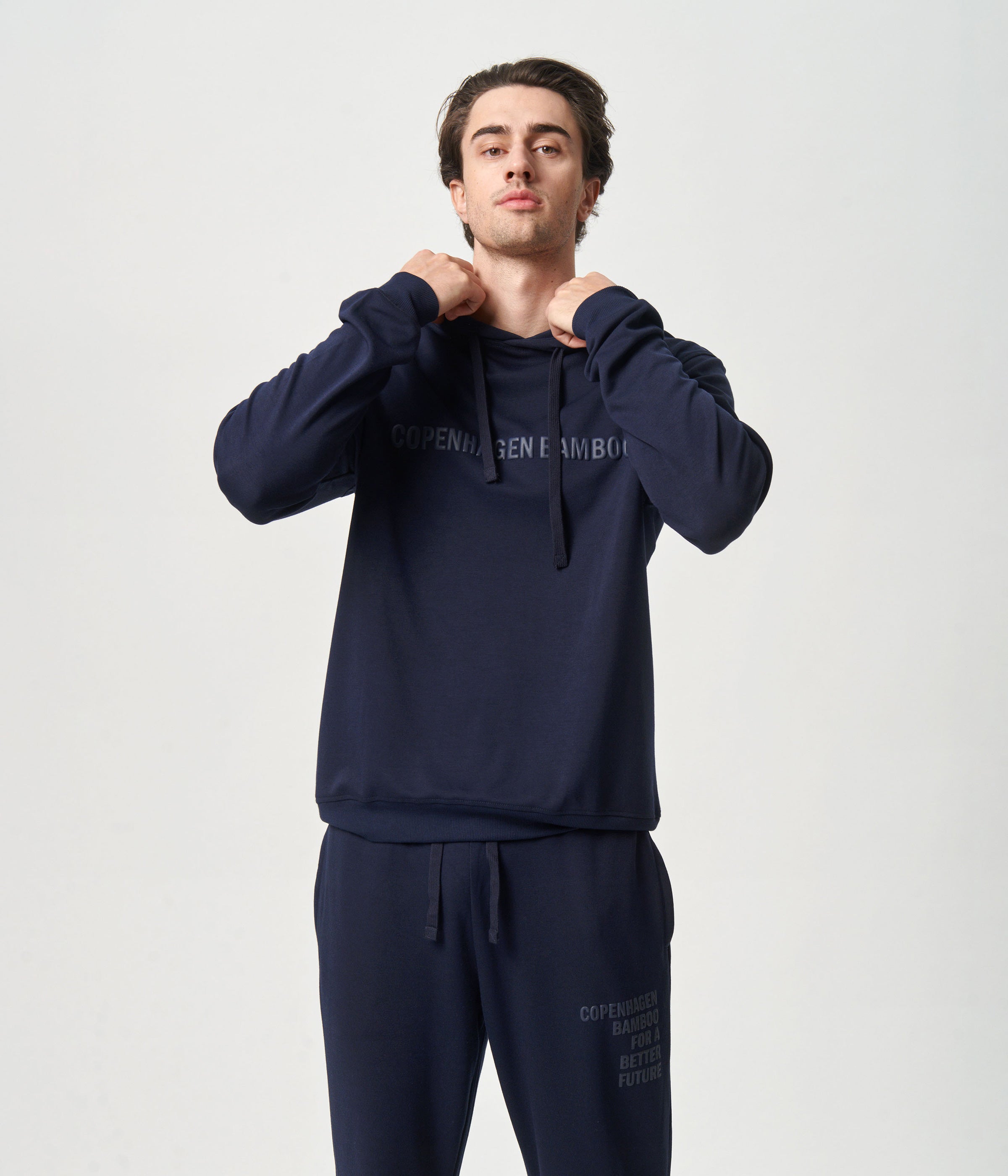 Navy bambus hoodie med logo    Copenhagen Bamboo