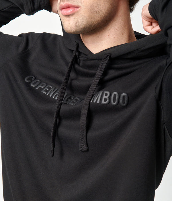 Schwarzer Kapuzenpulli aus Bambus mit Logo