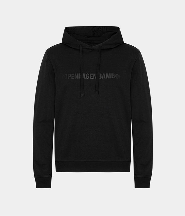 Schwarzer Kapuzenpulli aus Bambus mit Logo