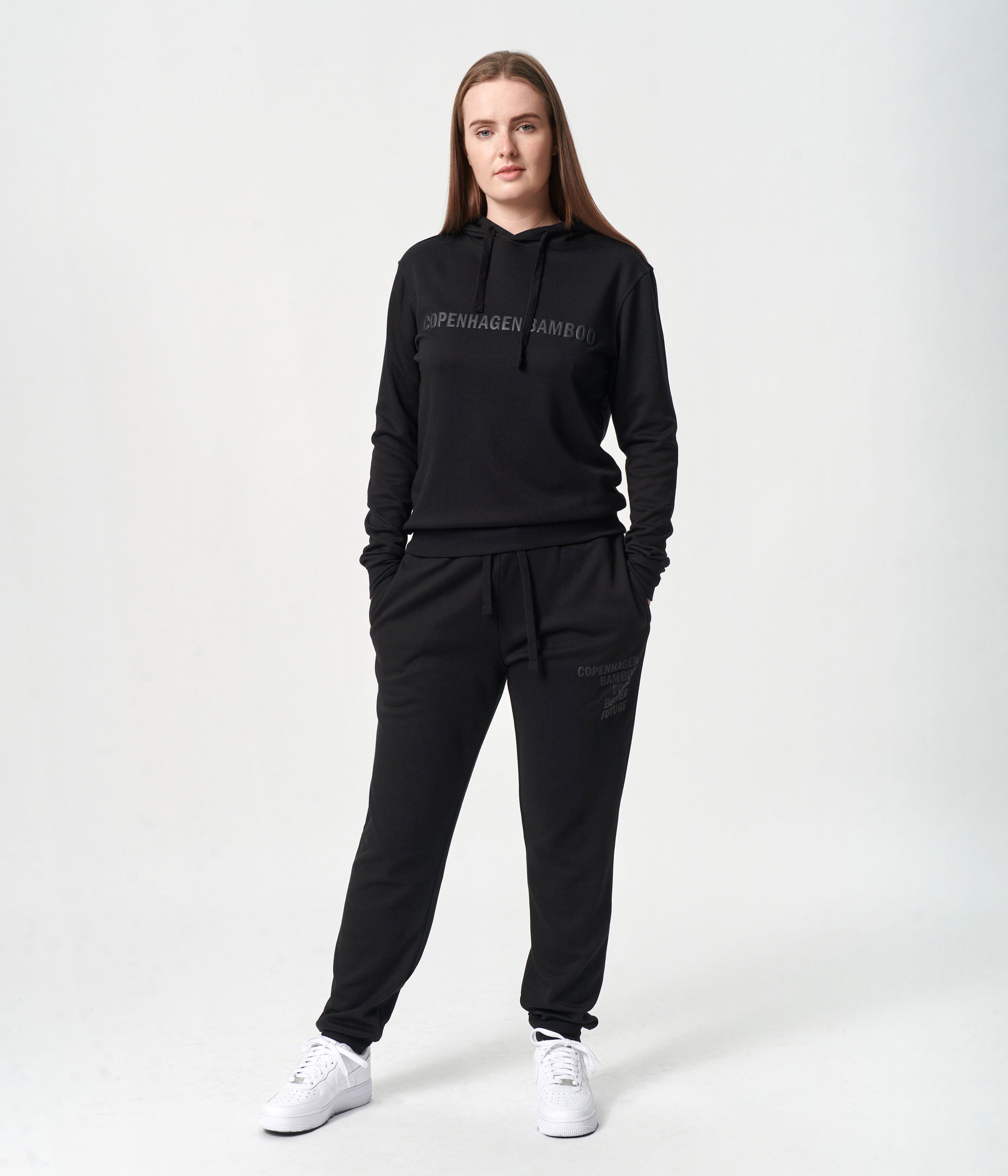 Sort bambus hoodie joggingsæt med logo XS   Copenhagen Bamboo