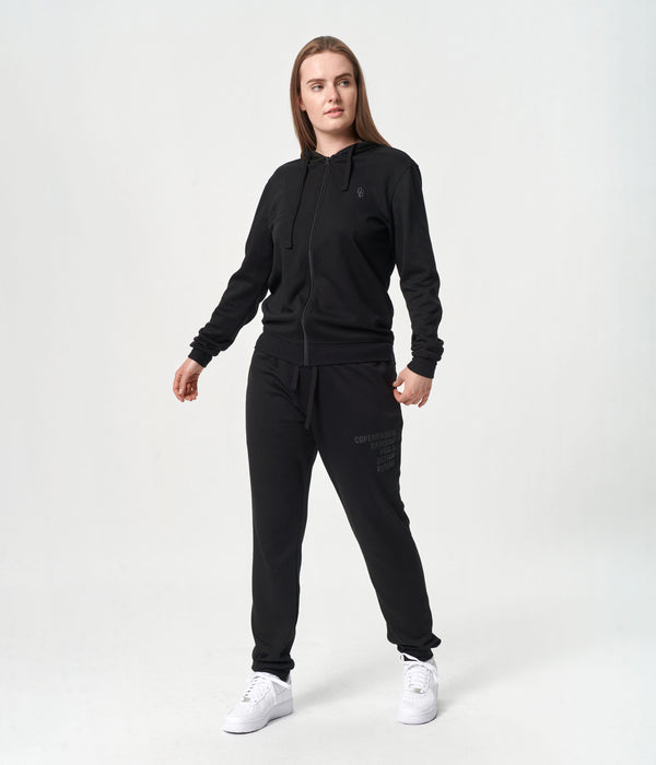 Sort bambus hoodie joggingsæt med lynlås