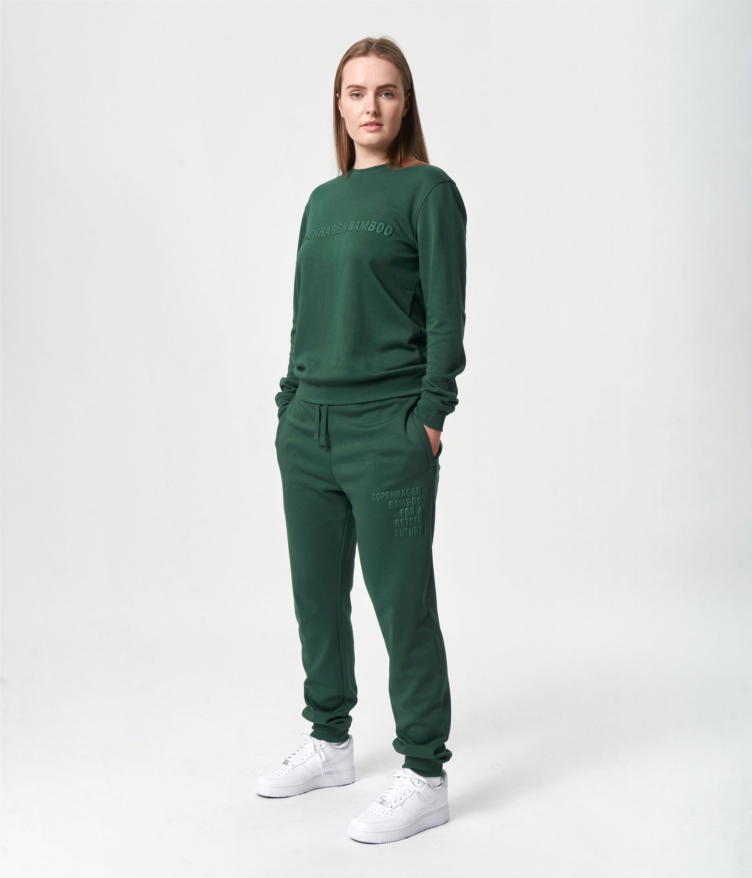 Grønt bambus joggingsæt med logo XS   Copenhagen Bamboo