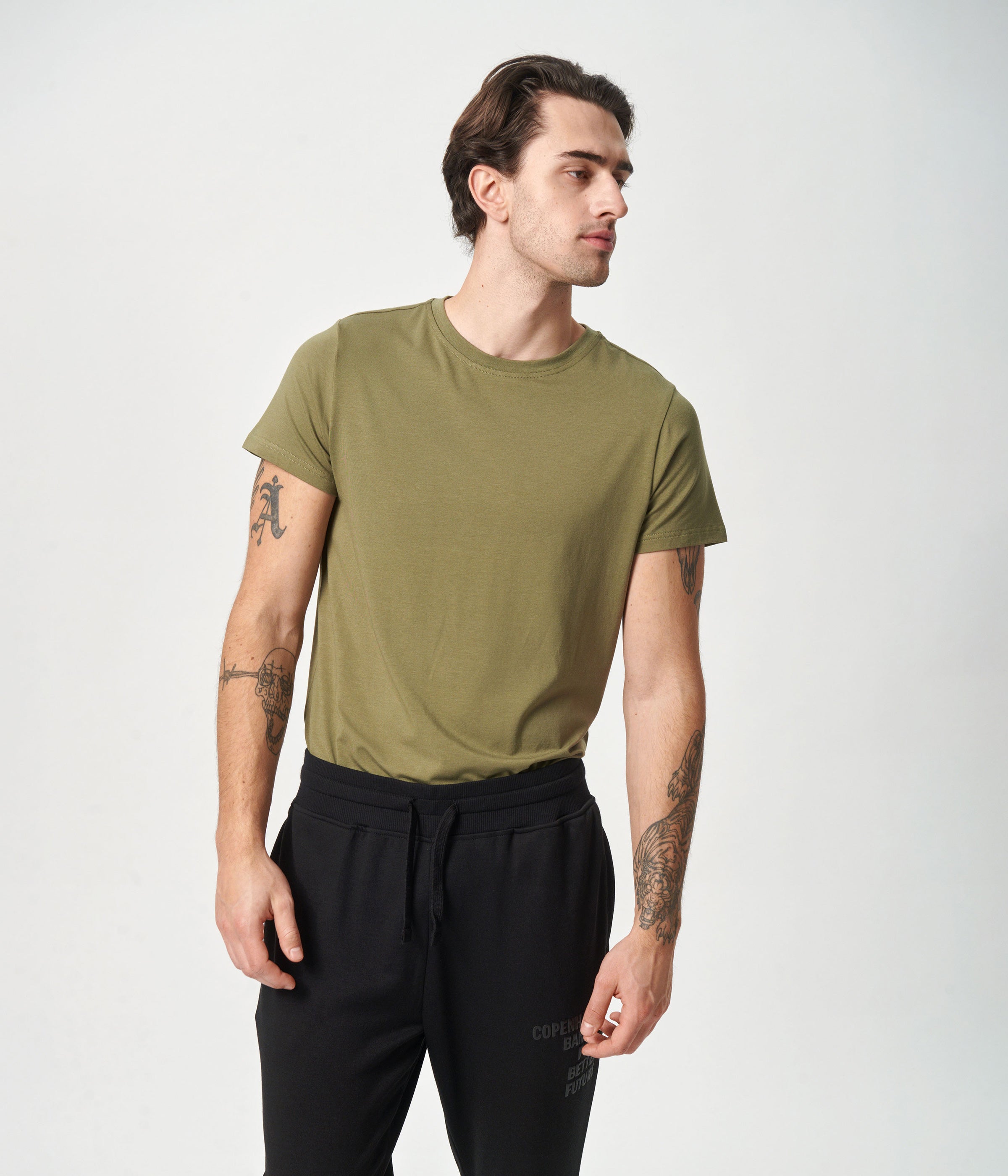 Oliven crew neck bambus T-shirt    Copenhagen Bamboo