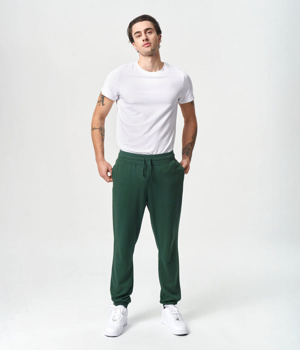 Grüne Bambus-Sweatpants mit Logo