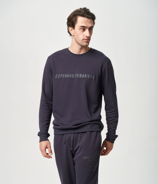 Dunkelgraues Sweatshirt aus Bambus mit Logo