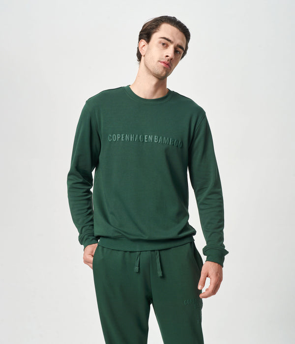 Grünes Sweatshirt aus Bambus mit Logo