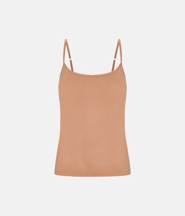 Tan Bambus Tops mit dünnen Trägern - 2er Pack